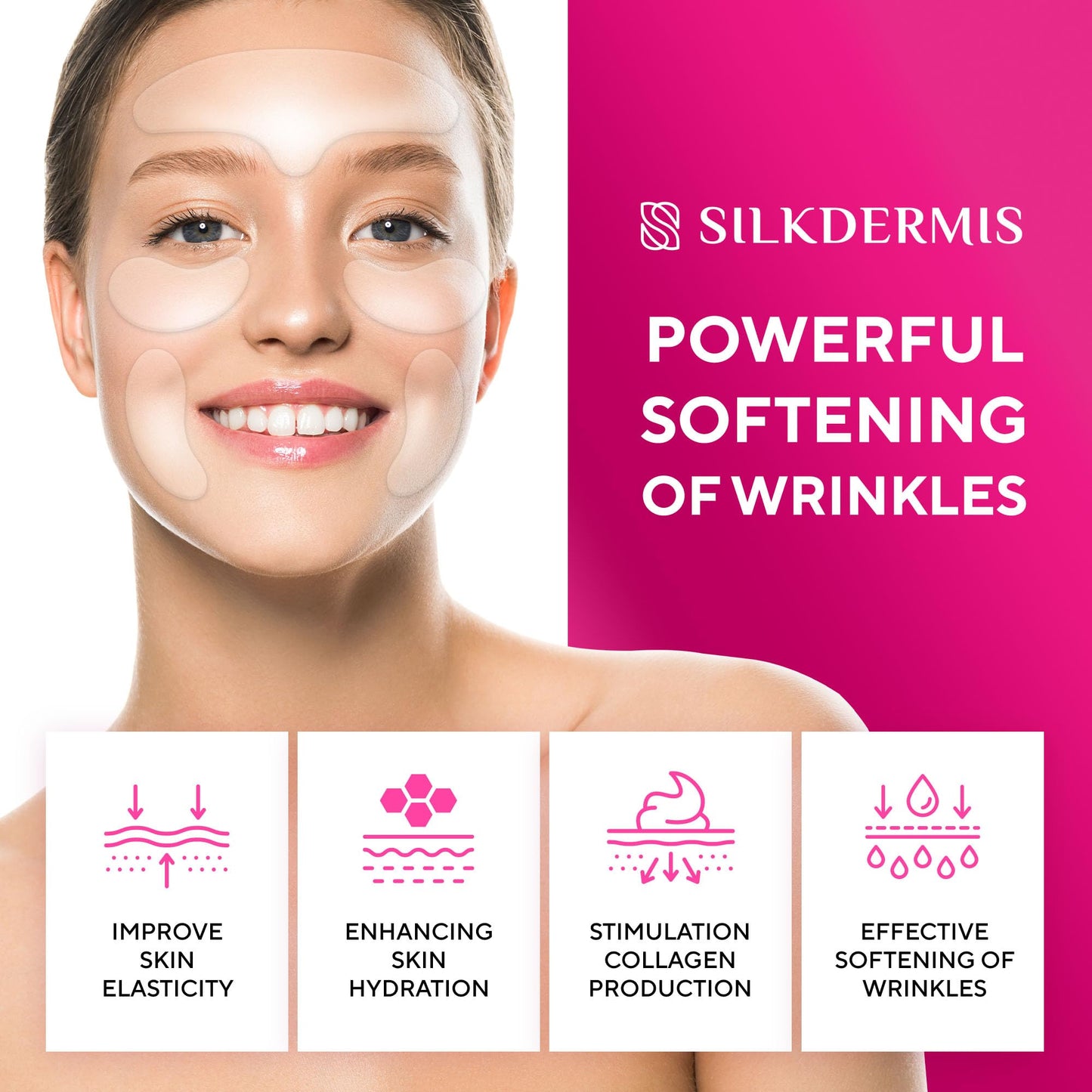 Silicone Face Patches-Forehead Wrinkle Patches, Reusable Under Eye and Smile Line Patches 5pcs