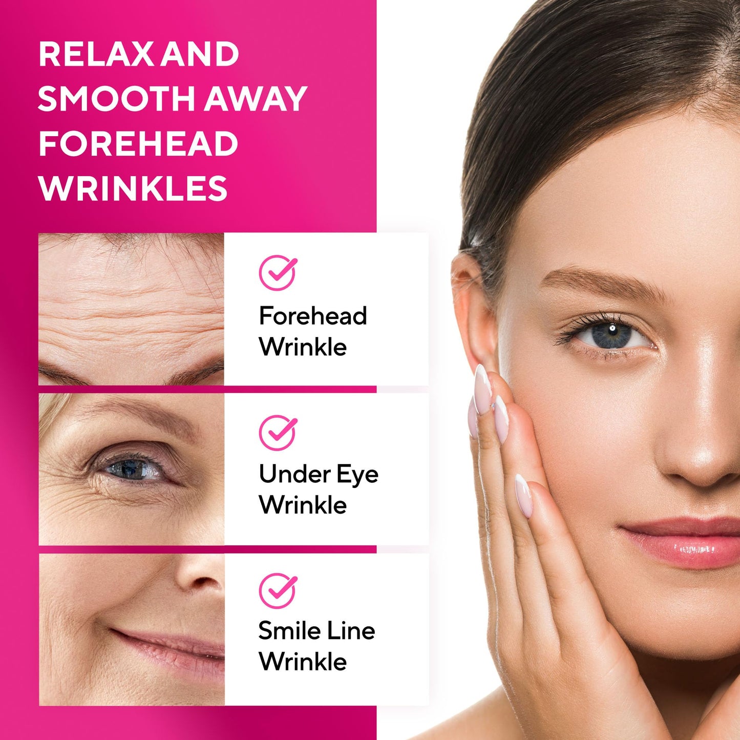 Silicone Face Patches-Forehead Wrinkle Patches, Reusable Under Eye and Smile Line Patches 5pcs