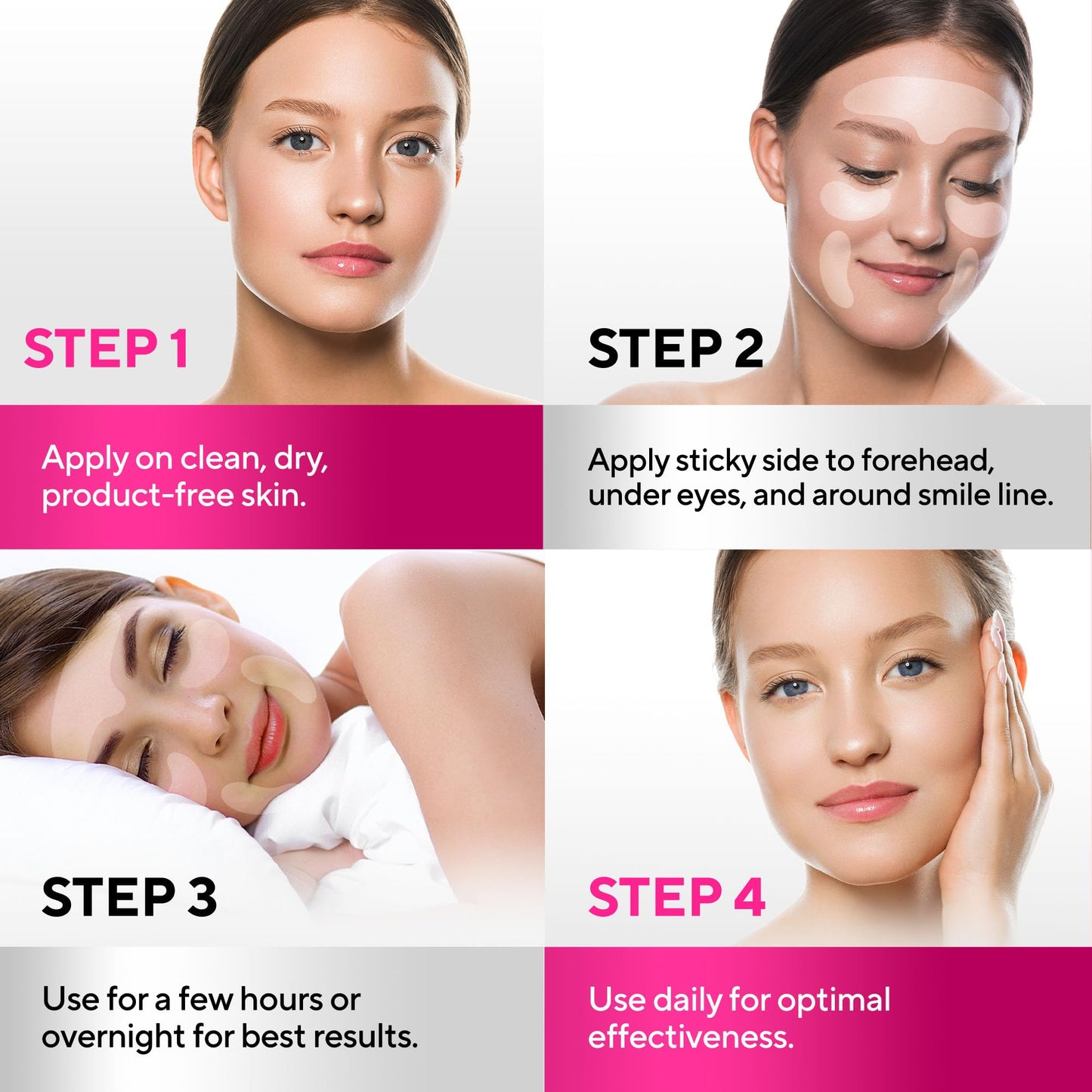 Silicone Face Patches-Forehead Wrinkle Patches, Reusable Under Eye and Smile Line Patches 5pcs