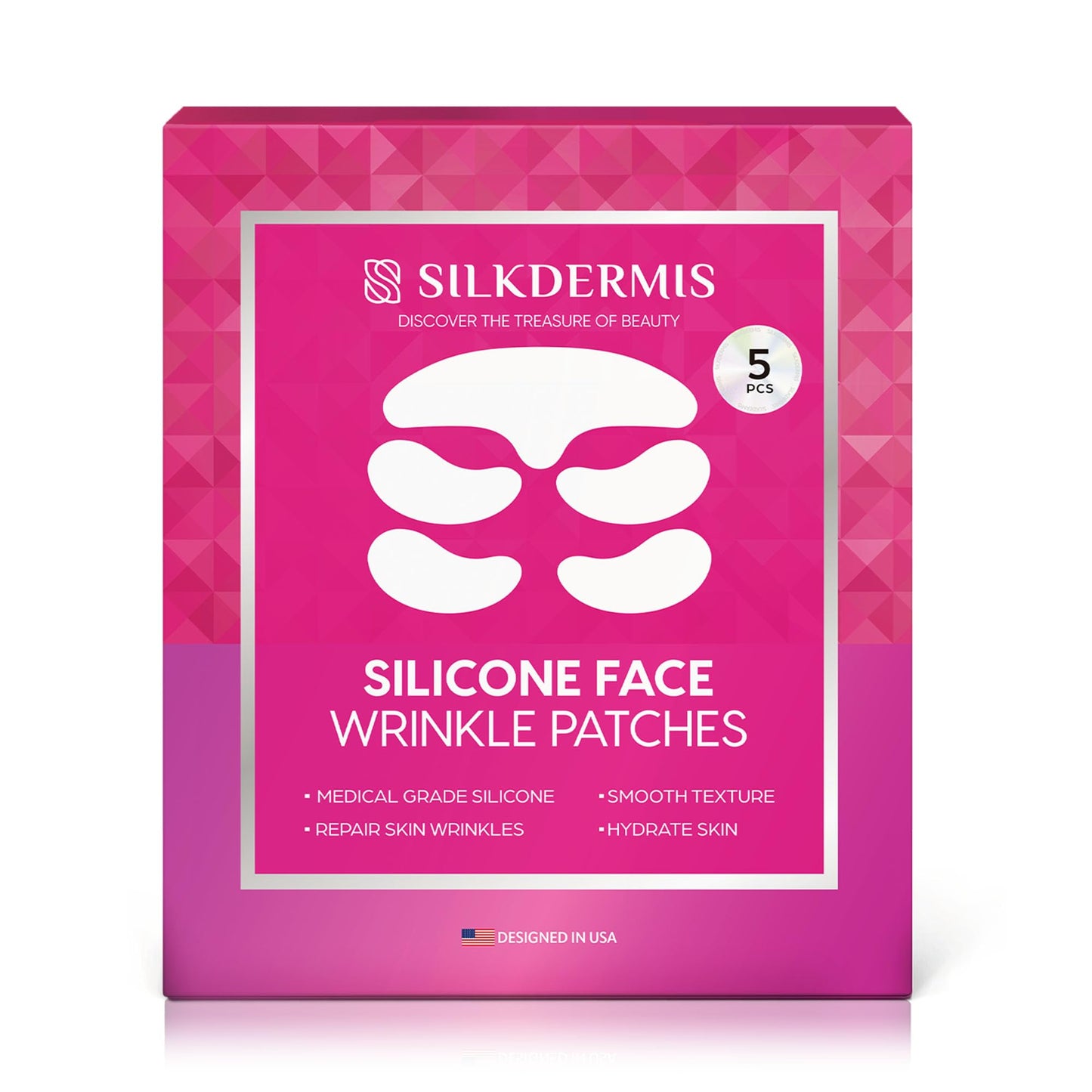 Silicone Face Patches-Forehead Wrinkle Patches, Reusable Under Eye and Smile Line Patches 5pcs