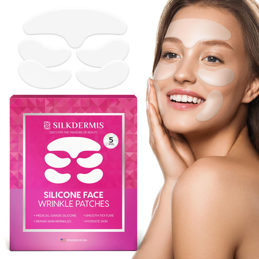 Silicone Face Patches-Forehead Wrinkle Patches, Reusable Under Eye and Smile Line Patches 5pcs